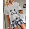 imageEkouaer Women Pajama Set Casual Short SetGrey  Black Plaid