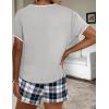 imageEkouaer Women Pajama Set Casual Short SetGrey  Black Plaid