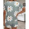 imageEkouaer Women Pajama Set Casual Short SetGrey and White Flowers