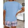 imageEkouaer Women Pajama Set Casual Short SetLight Blue and White Plaid