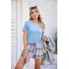 imageEkouaer Women Pajama Set Casual Short SetLight Blue and White Plaid