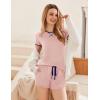 imageEkouaer Women Pajama Set Casual Short SetLight Pink