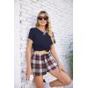 imageEkouaer Women Pajama Set Casual Short SetNavy Blue and Red Plaid