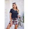 imageEkouaer Women Pajama Set Casual Short SetNavy Blue and Red Plaid
