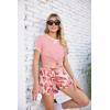 imageEkouaer Women Pajama Set Casual Short SetPink Floral