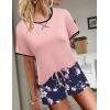 imageEkouaer Women Pajama Set Casual Short SetPink and Blue Flower