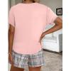 imageEkouaer Women Pajama Set Casual Short SetPink and Grey Plaid
