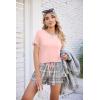 imageEkouaer Women Pajama Set Casual Short SetPink and Grey Plaid