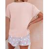 imageEkouaer Women Pajama Set Casual Short SetPink and White Star