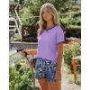 imageEkouaer Women Pajama Set Casual Short SetPurpleblue Tie Dye Pattern