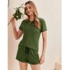imageEkouaer Women Pajama Set Casual Short SetSolidarmy Green