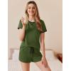 imageEkouaer Women Pajama Set Casual Short SetSolidarmy Green