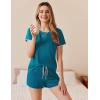 imageEkouaer Women Pajama Set Casual Short SetSolidblue Green