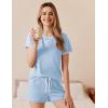 imageEkouaer Women Pajama Set Casual Short SetSolidlight Blue