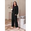imageEkouaer Womens Pajama Set 2 Piece Long Sleeve Lounge Set Micro Fleece Pjs Soft Loungewear SXXLBlack