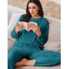 imageEkouaer Womens Pajama Set 2 Piece Long Sleeve Lounge Set Micro Fleece Pjs Soft Loungewear SXXLBlue Green