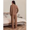 imageEkouaer Womens Pajama Set 2 Piece Long Sleeve Lounge Set Micro Fleece Pjs Soft Loungewear SXXLBrown
