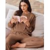 imageEkouaer Womens Pajama Set 2 Piece Long Sleeve Lounge Set Micro Fleece Pjs Soft Loungewear SXXLBrown