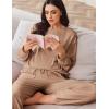 imageEkouaer Womens Pajama Set 2 Piece Long Sleeve Lounge Set Micro Fleece Pjs Soft Loungewear SXXLKhaki