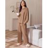 imageEkouaer Womens Pajama Set 2 Piece Long Sleeve Lounge Set Micro Fleece Pjs Soft Loungewear SXXLKhaki