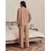 imageEkouaer Womens Pajama Set 2 Piece Long Sleeve Lounge Set Micro Fleece Pjs Soft Loungewear SXXLKhaki