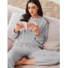 imageEkouaer Womens Pajama Set 2 Piece Long Sleeve Lounge Set Micro Fleece Pjs Soft Loungewear SXXLLight Grey