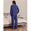 imageEkouaer Womens Pajama Set 2 Piece Long Sleeve Lounge Set Micro Fleece Pjs Soft Loungewear SXXLNavy Blue