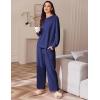 imageEkouaer Womens Pajama Set 2 Piece Long Sleeve Lounge Set Micro Fleece Pjs Soft Loungewear SXXLNavy Blue