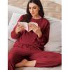 imageEkouaer Womens Pajama Set 2 Piece Long Sleeve Lounge Set Micro Fleece Pjs Soft Loungewear SXXLWine Red