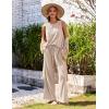 imageEkouaer Womens Pajamas 2 Piece Lounge Set Waffle Knit Loungewear Sleeveless Tank Top with Long Pants Outfits SXXLKhaki
