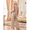 imageEkouaer Womens Pajamas 2 Piece Lounge Set Waffle Knit Loungewear Sleeveless Tank Top with Long Pants Outfits SXXLKhaki