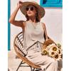 imageEkouaer Womens Pajamas 2 Piece Lounge Set Waffle Knit Loungewear Sleeveless Tank Top with Long Pants Outfits SXXLKhaki
