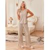 imageEkouaer Womens Pajamas 2 Piece Lounge Set Waffle Knit Loungewear Sleeveless Tank Top with Long Pants Outfits SXXLKhaki