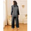 imageEkouaer Womens Silk Satin Pajama Sets 2 Piece Sleepwear Pjs Set Long Sleeve Button Down Top and Pants Stripe Loungewear SXXLBlack