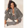 imageEkouaer Womens Silk Satin Pajama Sets 2 Piece Sleepwear Pjs Set Long Sleeve Button Down Top and Pants Stripe Loungewear SXXLBlack Champagne Stripe