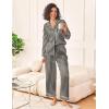 imageEkouaer Womens Silk Satin Pajama Sets 2 Piece Sleepwear Pjs Set Long Sleeve Button Down Top and Pants Stripe Loungewear SXXLBlack Champagne Stripe