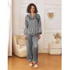 imageEkouaer Womens Silk Satin Pajama Sets 2 Piece Sleepwear Pjs Set Long Sleeve Button Down Top and Pants Stripe Loungewear SXXLBlack White Stripe