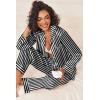 imageEkouaer Womens Silk Satin Pajama Sets 2 Piece Sleepwear Pjs Set Long Sleeve Button Down Top and Pants Stripe Loungewear SXXLBlack White Stripe