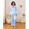 imageEkouaer Womens Silk Satin Pajama Sets 2 Piece Sleepwear Pjs Set Long Sleeve Button Down Top and Pants Stripe Loungewear SXXLBlue White Stripe