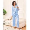 imageEkouaer Womens Silk Satin Pajama Sets 2 Piece Sleepwear Pjs Set Long Sleeve Button Down Top and Pants Stripe Loungewear SXXLBlue White Stripe