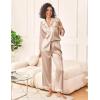 imageEkouaer Womens Silk Satin Pajama Sets 2 Piece Sleepwear Pjs Set Long Sleeve Button Down Top and Pants Stripe Loungewear SXXLChampagne