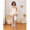 imageEkouaer Womens Silk Satin Pajama Sets 2 Piece Sleepwear Pjs Set Long Sleeve Button Down Top and Pants Stripe Loungewear SXXLChampagne