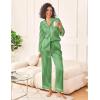 imageEkouaer Womens Silk Satin Pajama Sets 2 Piece Sleepwear Pjs Set Long Sleeve Button Down Top and Pants Stripe Loungewear SXXLGreen White Stripe