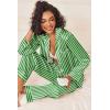 imageEkouaer Womens Silk Satin Pajama Sets 2 Piece Sleepwear Pjs Set Long Sleeve Button Down Top and Pants Stripe Loungewear SXXLGreen White Stripe