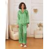 imageEkouaer Womens Silk Satin Pajama Sets 2 Piece Sleepwear Pjs Set Long Sleeve Button Down Top and Pants Stripe Loungewear SXXLGreen White Stripe