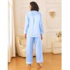 imageEkouaer Womens Silk Satin Pajama Sets 2 Piece Sleepwear Pjs Set Long Sleeve Button Down Top and Pants Stripe Loungewear SXXLLight Blue
