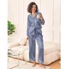 imageEkouaer Womens Silk Satin Pajama Sets 2 Piece Sleepwear Pjs Set Long Sleeve Button Down Top and Pants Stripe Loungewear SXXLNavy White Stripe