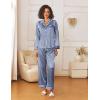 imageEkouaer Womens Silk Satin Pajama Sets 2 Piece Sleepwear Pjs Set Long Sleeve Button Down Top and Pants Stripe Loungewear SXXLNavy White Stripe