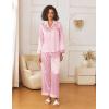 imageEkouaer Womens Silk Satin Pajama Sets 2 Piece Sleepwear Pjs Set Long Sleeve Button Down Top and Pants Stripe Loungewear SXXLPink White Stripe
