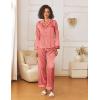 imageEkouaer Womens Silk Satin Pajama Sets 2 Piece Sleepwear Pjs Set Long Sleeve Button Down Top and Pants Stripe Loungewear SXXLRed White Stripe